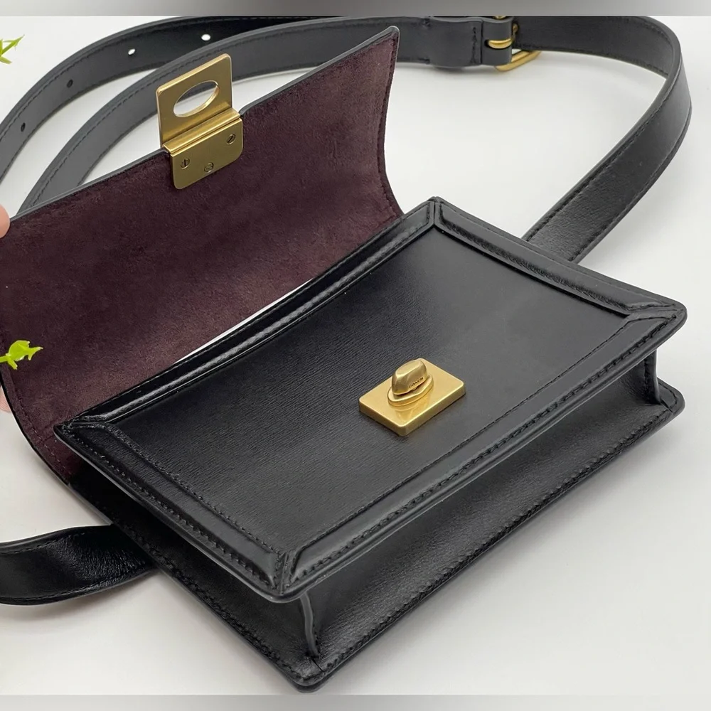 🎊Last One In Stock🎊Coach Small Black Calf Leather Belt Bag - Picture 8 of 16
